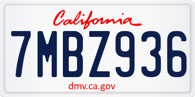CA license plate 7MBZ936