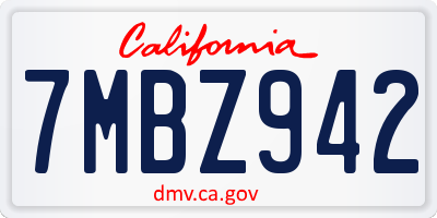 CA license plate 7MBZ942