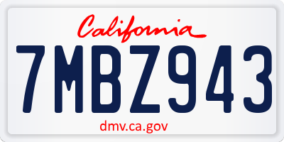 CA license plate 7MBZ943