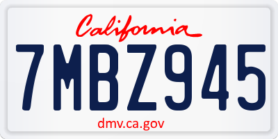 CA license plate 7MBZ945