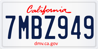 CA license plate 7MBZ949