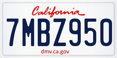 CA license plate 7MBZ950