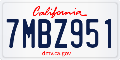 CA license plate 7MBZ951