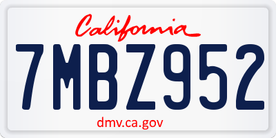 CA license plate 7MBZ952