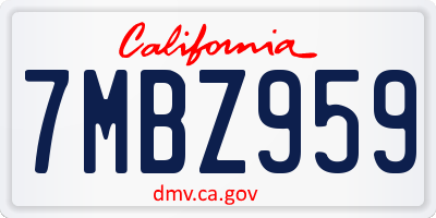 CA license plate 7MBZ959
