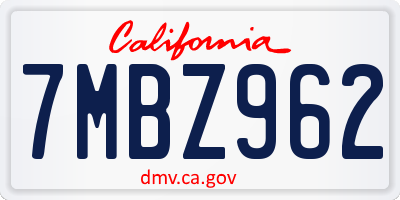CA license plate 7MBZ962