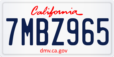 CA license plate 7MBZ965