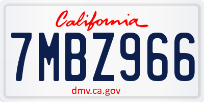 CA license plate 7MBZ966