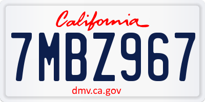 CA license plate 7MBZ967