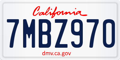 CA license plate 7MBZ970