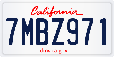 CA license plate 7MBZ971