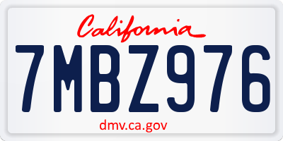 CA license plate 7MBZ976
