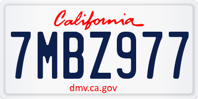 CA license plate 7MBZ977