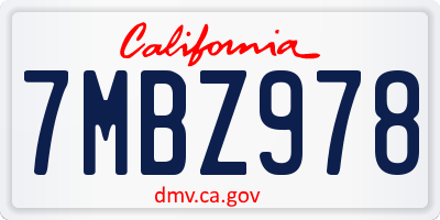 CA license plate 7MBZ978