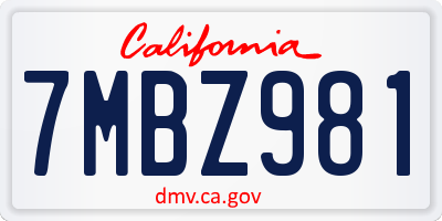 CA license plate 7MBZ981
