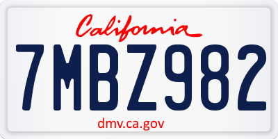 CA license plate 7MBZ982
