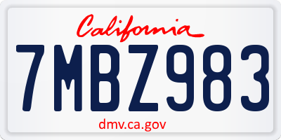 CA license plate 7MBZ983