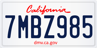 CA license plate 7MBZ985