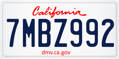 CA license plate 7MBZ992