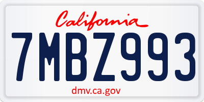 CA license plate 7MBZ993