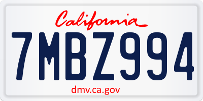 CA license plate 7MBZ994