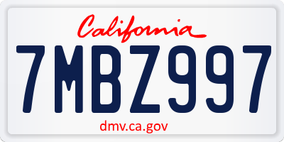 CA license plate 7MBZ997
