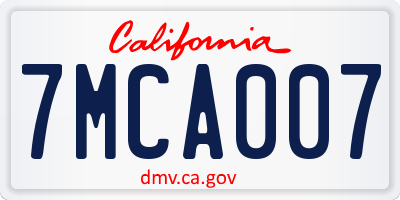 CA license plate 7MCA007
