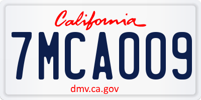 CA license plate 7MCA009