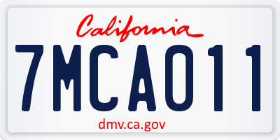 CA license plate 7MCA011
