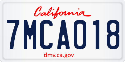 CA license plate 7MCA018