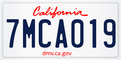 CA license plate 7MCA019
