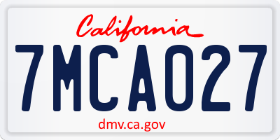CA license plate 7MCA027