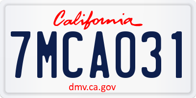 CA license plate 7MCA031