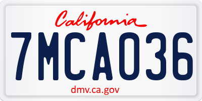 CA license plate 7MCA036