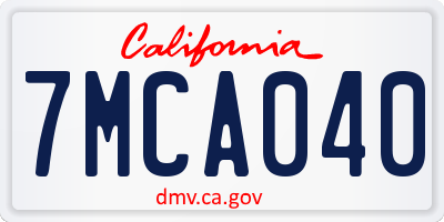 CA license plate 7MCA040