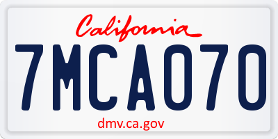 CA license plate 7MCA070
