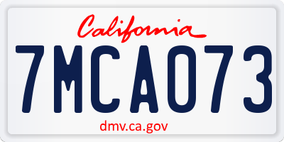 CA license plate 7MCA073