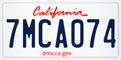 CA license plate 7MCA074