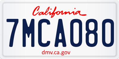 CA license plate 7MCA080