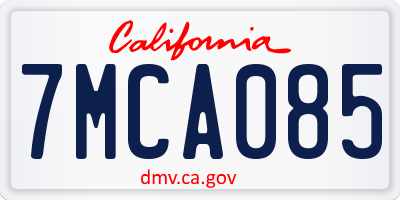 CA license plate 7MCA085