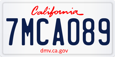 CA license plate 7MCA089