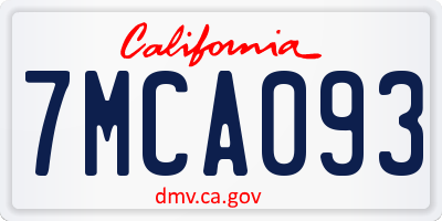 CA license plate 7MCA093