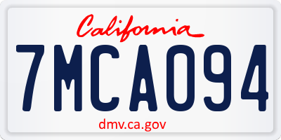 CA license plate 7MCA094