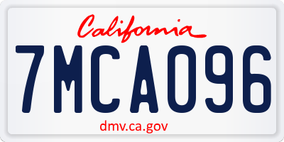 CA license plate 7MCA096