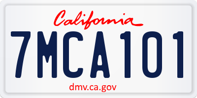 CA license plate 7MCA101