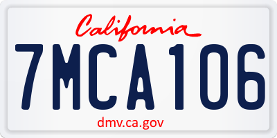 CA license plate 7MCA106