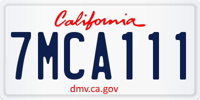 CA license plate 7MCA111