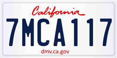 CA license plate 7MCA117