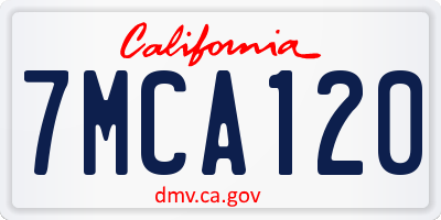 CA license plate 7MCA120