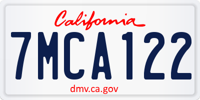 CA license plate 7MCA122
